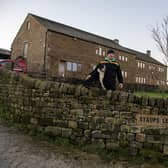 Jonathan Stansfield at Staups Lea Farm near Todmorden - he and his partner built their farmhouse themselves after living in static caravans