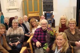 Sally Wainwright with fans in Cragg Vale last night