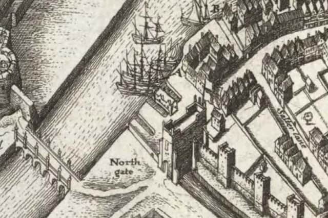 The North End Shipyard sat close to the North Gate of the Medieval Walls which ran around what is now Hull’s Old Town.

Dock berths are visible there on the Hollar Map of Hull, dating from 1640. Pictured: The Hollar Map of the North End Shipyard.