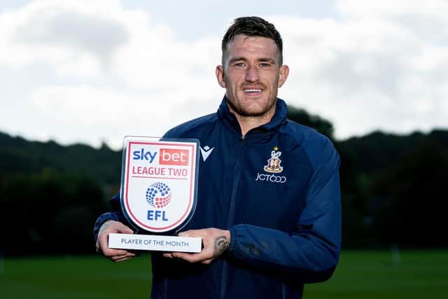 PAST WINNER: Bradford City centre-forward Andy Cook with his September award