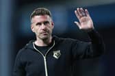 BLACKBURN, ENGLAND - SEPTEMBER 13: Rob Edwards, Manager of Watford, interacts with the crowd after the final whistle of the Sky Bet Championship between Blackburn Rovers and Watford at Ewood Park on September 13, 2022 in Blackburn, England. (Photo by Alex Livesey/Getty Images)