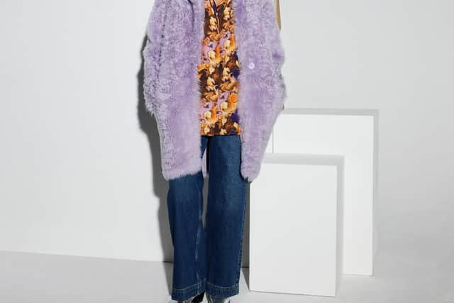 Purple faux fur coat coming to Whistles for AW23