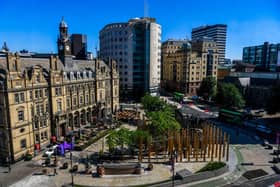 Leeds City Square has a striking new Land Art Installation titled "Making A Stand"