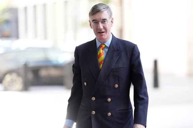 Jacob Rees-Mogg arrives at BBC Broadcasting House in London. PIC: Jonathan Brady/PA Wire