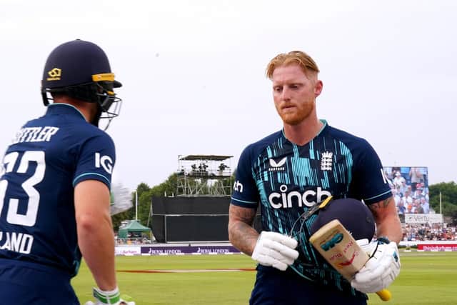 England's Ben Stokes leaves the pitch after being after being dismissed during the first ODI against South Africa at Chester-le-Street.  Picture: Owen Humphreys/PA.