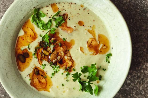 Hugh Fearnley-Whittingstall's  roast cauliflower and cashew soup. Picture credit: Lizzie Mayson/PA