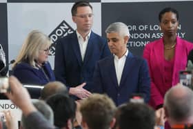 Labour's Sadiq Khan is re-elected as the Mayor of London, at City Hall, London. PIC: Jeff Moore/PA Wire