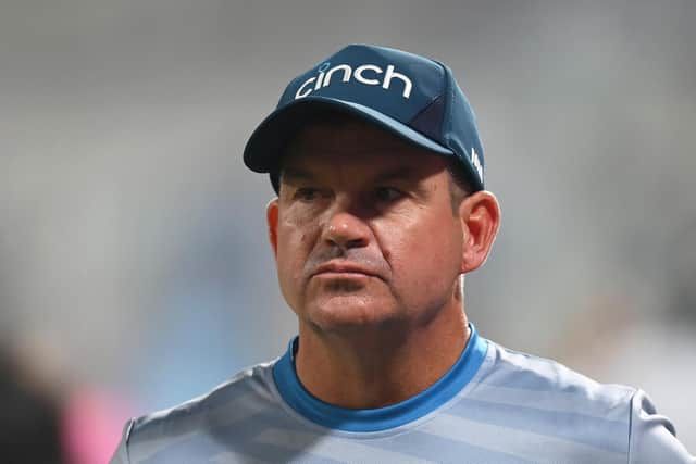 Plenty to ponder: England coach Matthew Mott cannot hide his disappointment despite victory at Eden Gardens following a disastrous World Cup campaign. Photo by Gareth Copley/Getty Images.