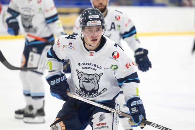 ON TARGET: Lee Bonner scored twice for Sheffield Steeldogs at Bees IHC, but it couldn't prevent a 5-3 defeat Picture courtesy of Peter Best/Steeldogs Media