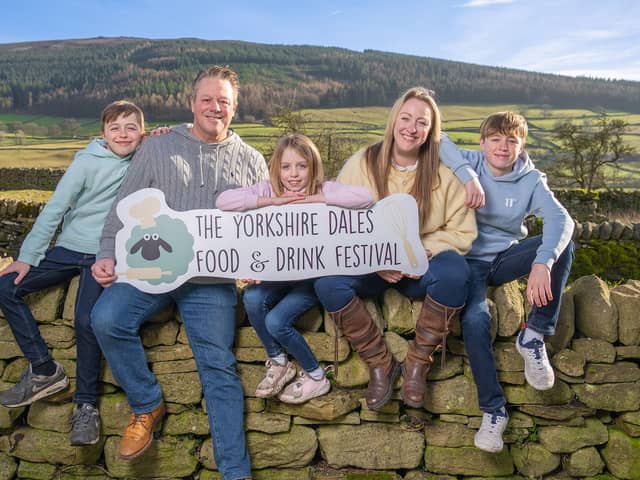 The Yorkshire Dales Food and Drink Festival is a really family affair. Andy and Rachael Higgins are pictured with their three children as they prepare for this weekend’s event.