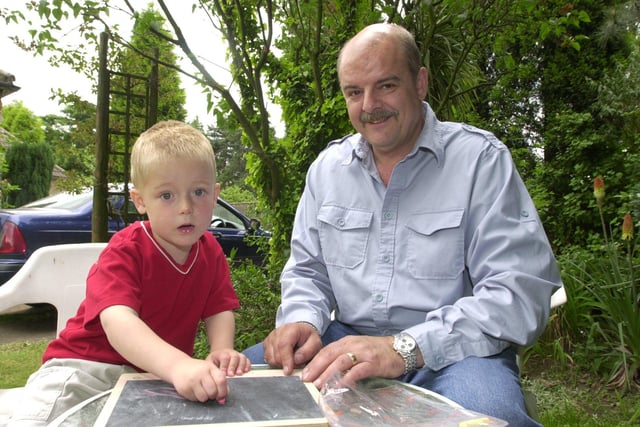 Tim Wood, aged 49, of Bawtry Road, Bessacarr, Doncaster,with his grandson Samuel, aged three in 2001