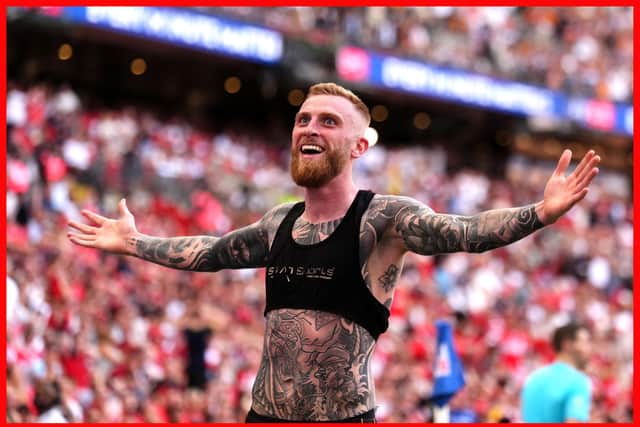 STRIKER POSE: Oli McBurnie celebrates the only goal of the 2026 Championship play-off final (Image: John Walton/PA Wire)