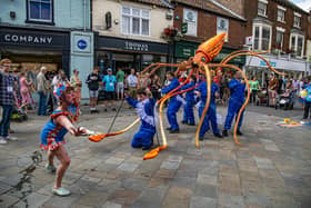 A 10-foot long, 6-person operated squid taken for walks through Beverley's street as part of Beverley Puppet Festival in 2022. Picture Tony Johnson