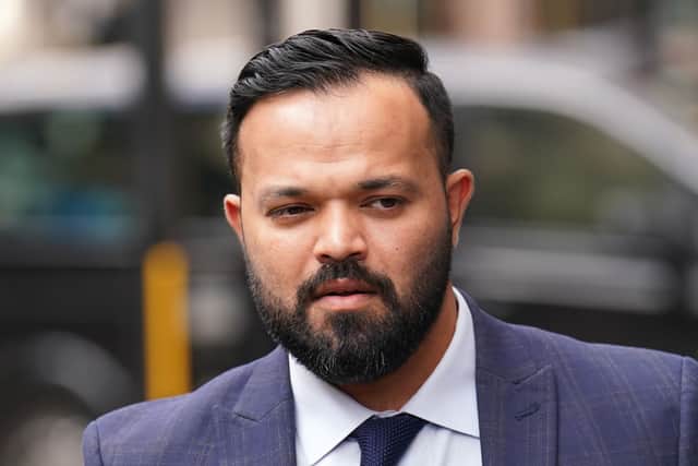 HEARINGS: Azeem Rafiq pictured arriving for the CDC Panel Hearing at London's International Arbitration Centre in March. Picture: James Manning/PA