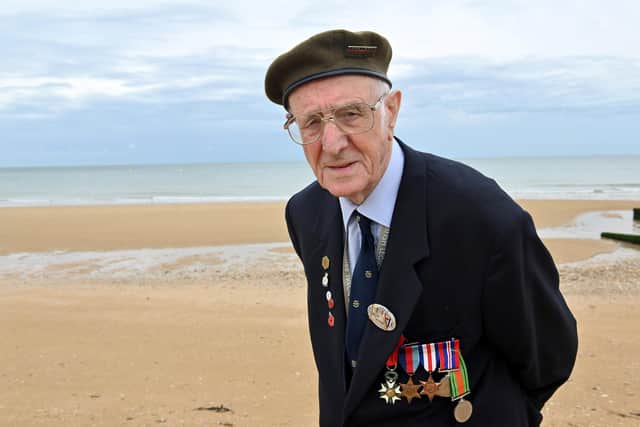 Jack Mortimer on beach in Normandy - 2019.