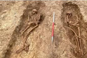 Two of the skeletons found in the cemetery