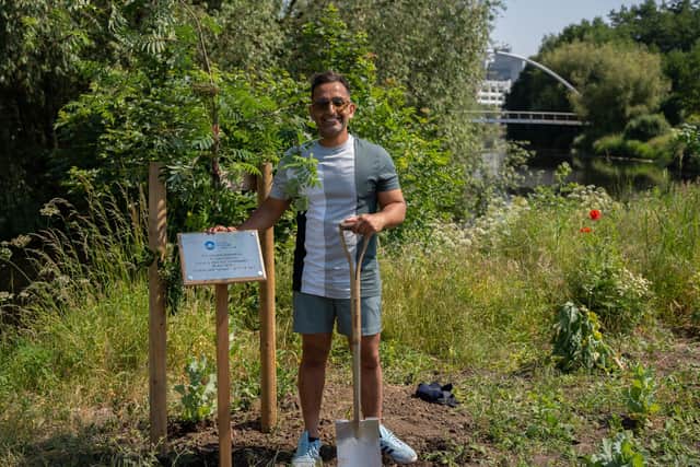 Dr Amir Khan opens the garden in Leeds.