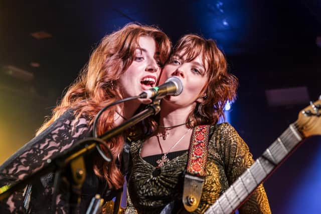 Irish rock duo Dea Matrona, Orlaith Forsythe (left) and Mollie McGinn (right), playing live at The Wardrobe the day after the release of their new album For Your Sins. Picture: Ernesto Rogata