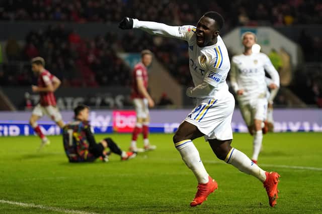 Leeds United's Wilfried Gnonto celebrates scoring their side's opening goal at Bristol City (Picture: Bradley Collyer/PA)