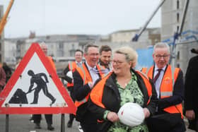 Levelling Up minister Michael Gove at a development in Blackpool.