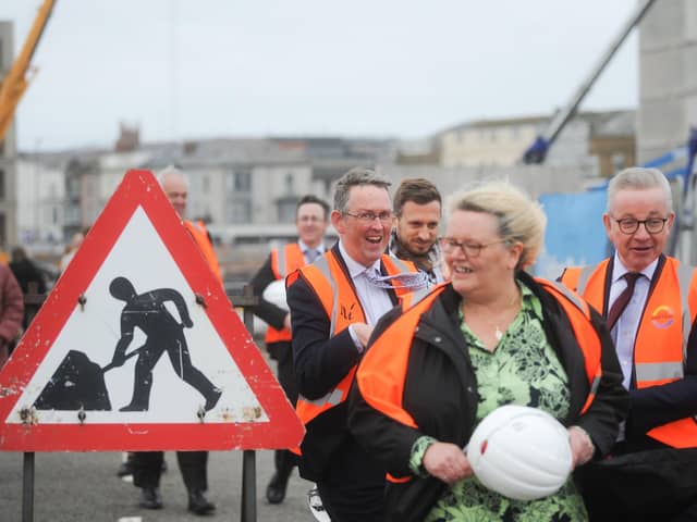 Levelling Up minister Michael Gove at a development in Blackpool.
