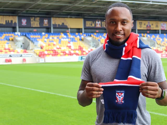 Former Charlton, Reading and Colchester winger Callum Harriott has become National League club York City's 11th summer signing. Picture courtesy of York City FC.