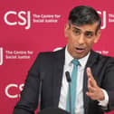 Prime Minister Rishi Sunak giving his speech in central London on welfare reform. PIC: Yui Mok/PA Wire