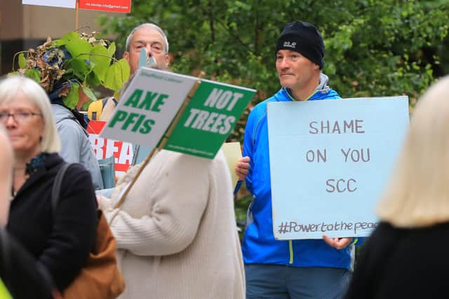 Protesters outside Sheffield Crown Court in 2018 as four tree campaigners faced the prospect of jail for allegedly breaching an injunction.