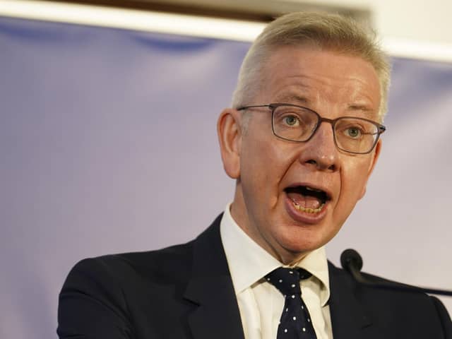 Housing Secretary Michael Gove making a speech in central London setting out how he plans to speed up the planning system.