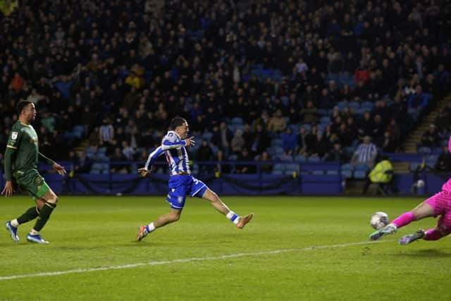Ian Poveda had a goal disallowed for Sheffield Wednesday. Image: Steve Ellis