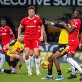 Harrogate Town's Sam Folarin in action against Swindon Town Image: Bruce Rollinson.
