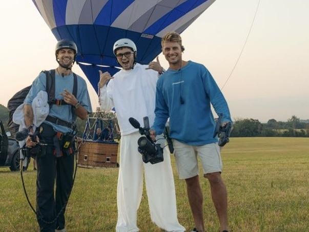 Milestone as Yorkshire production team film art project under hot air balloon 3,000ft in the air