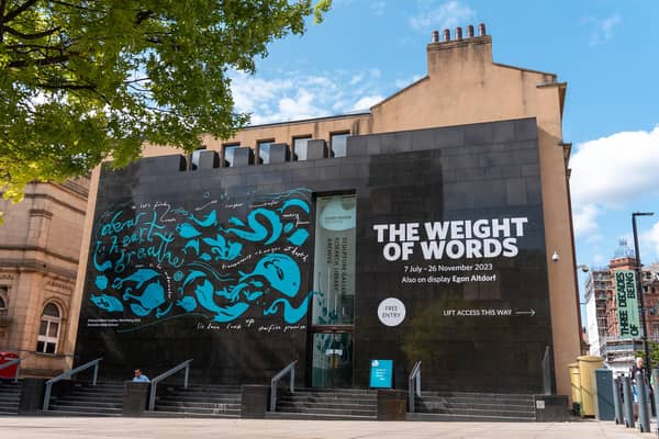 Anthony (Vahni) Capildeo, Word Fishing 2023, illustrated by Molly Fairhurst, on display at the Henry Moore Institute, Leeds as part of The Weight of Words. Courtesy the artists and the Henry Moore Institute. Photo: Min Young Lim