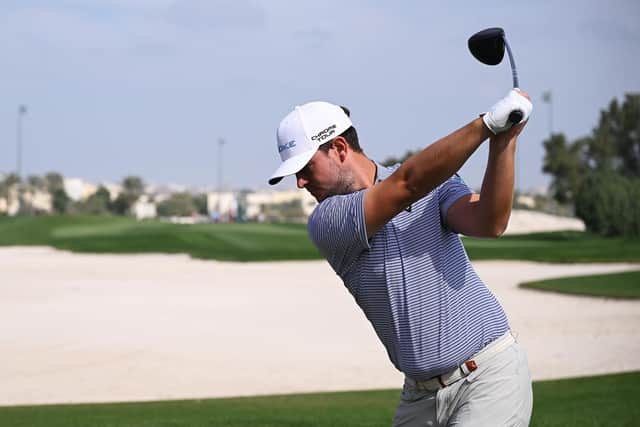 Stay off the beach: Sheffield rookie Sam Bairstow tees off during the Bahrain Championship were he contended for a while before fading to a 23rd-place finish (Picture: Ross Kinnaird/Getty Images)