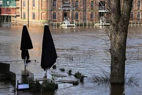 A pub flooded by the River Ouse after it burst its banks, in central York, following Storm Jocelyn which brought strong winds and heavy rain across much of the country.