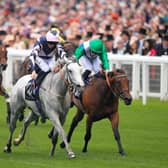 Happy days: Lord Glitters ridden by jockey Daniel Tudhope (grey, centre) winning at Ascot in 2019. Trainer David O'Meara has four horses in the Balmoral Handicap on Saturday.