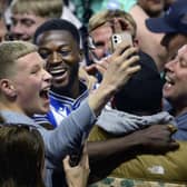 SUPPORT: Sheffield Wednesday fans celebrate their incredible play-off semi-final second leg win over Peterborough United with defender Dominic Iorfa in their midst