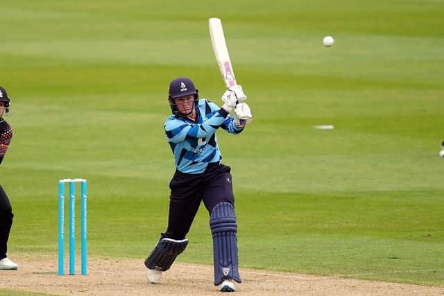 BIG HIT: Northern Diamond’s Hollie Armitage batting smashed 82 in Northern Diamonds' win at The Oval on Friday. Picture: Nick Potts/PA