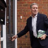 Labour leader Sir Keir Starmer leafleting during a visit to Shefford in the constituency of Mid Bedfordshire, where the sitting MP is former culture secretary Nadine Dorries, ahead of a potential by-election. PIC: Jacob King/PA Wire