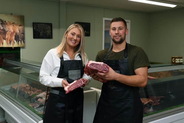 Jake Tue at Wortley Wagyu with partner Hayley Briggs