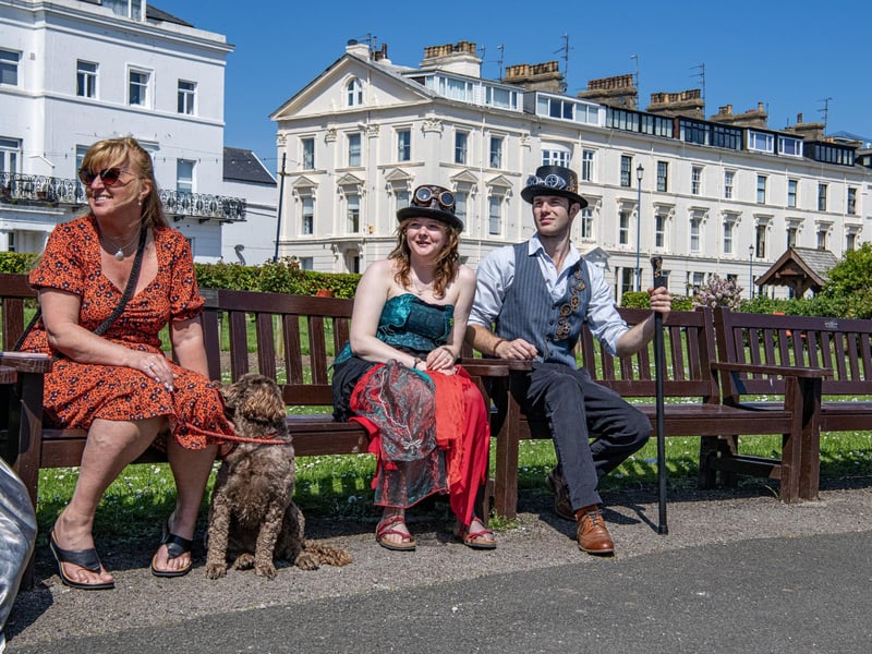 Visitors enjoy the fine weather