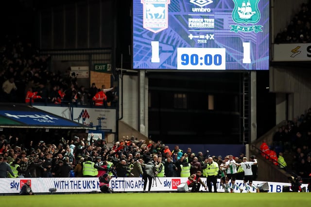 Scored Plymouth's stoppage-time equaliser as they drew 1-1 with Ipswich Town at Portman Road.