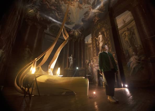 The Mirror Mirror Exhibition at Chatsworth House. Senior Curator of Programme Alex Hodby pictured with the Joseph Walsh Bed in the Sabine Room at the House. Picture taken by Yorkshire Post Photographer Simon Hulme