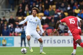 New Leeds United signing Ethan Ampadu in action against Monaco in Saturday's friendly at York City's LNER Community Stadium. Picture courtesy of Leeds United AFC.
