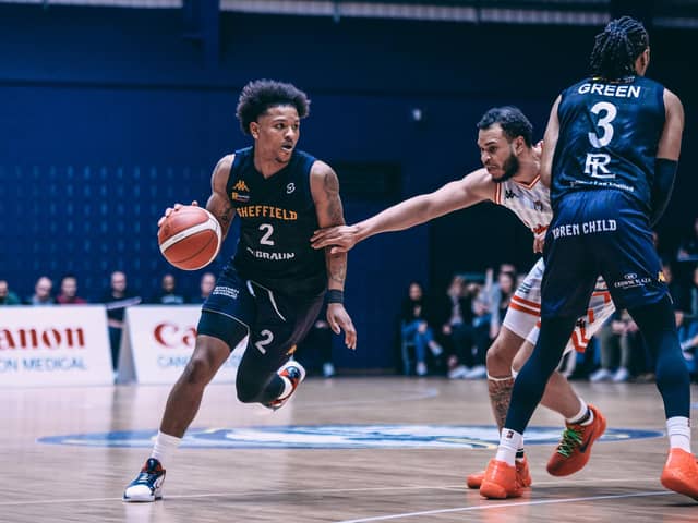 Making his mark: Prentiss Nixon, left, has proven to be a key performer for Sheffield Sharks this season (Picture: Adam Bates)