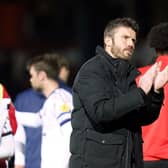 PLEASED: Middlesbrough manager Michael Carrick (centre) applauds the fans following defeat to hosts Luton Town at Kenilworth Road. Picture: Adam Davy