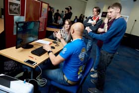 Sumo Digital judging at Game Republic's Student Showcase event in 2017, held at the University of Leeds. Picture by Victor De Jesus.