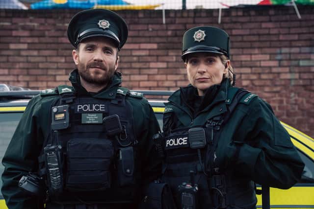 Martin McCann as Stevie Neil and Sian Brooke as Grace Ellis in Blue Lights Season 4. Picture: BBC/Two Cities Television