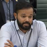 Former cricketer Azeem Rafiq giving evidence at the inquiry into racism he suffered at Yorkshire County Cricket Club, at the Digital, Culture, Media and Sport (DCMS) committee on sport governance. PIC: House of Commons/PA Wire