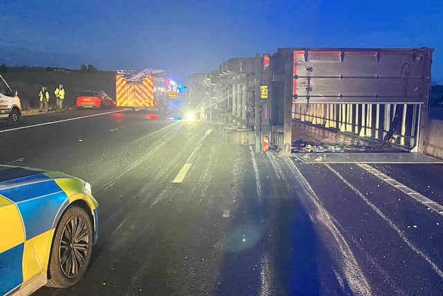 One of the overturned HGVs on the A1
ALL CREDIT: Richmond Fire
